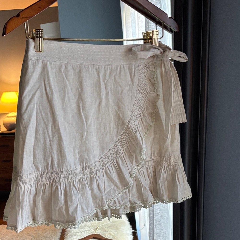 Greylin Cream Wrap Mini Skirt